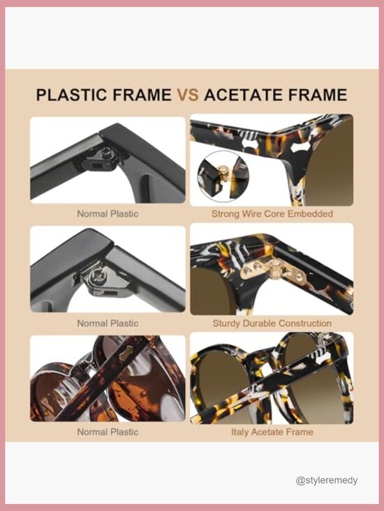Polarized Acetate Frame Sunglasses UV400 Protection Anti Glare Retro main image 6
